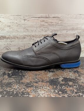 Cole Haan Holland Long Wingtip Oxford Shoes Sz 12 Used C31355 Gray Leather Blue